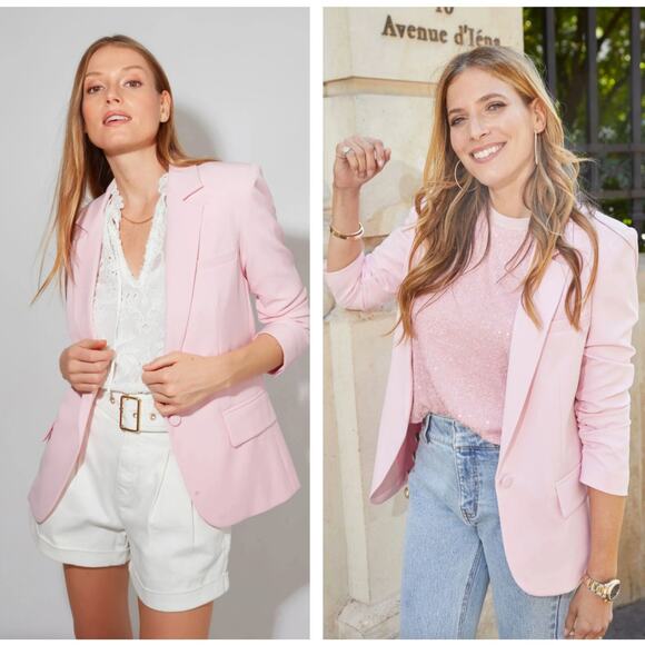 GENERATION LOVE Madison Crepe Blazer Pastel Pink Sz Large {3T36}